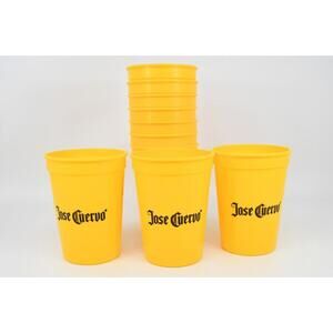Lot of 10 Jose Cuervo Tequila Yellow Black Logo Plastic 12 oz Stackable Bar Cups